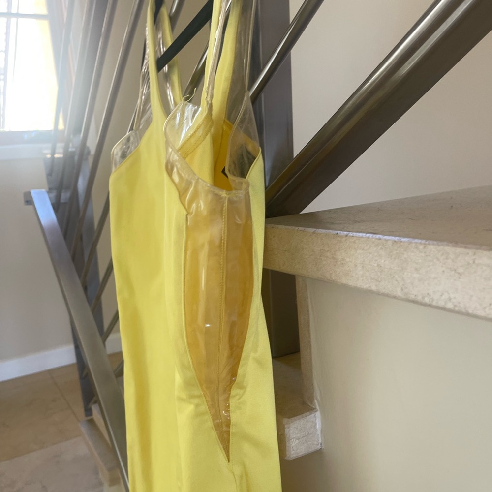 Vintage 90’s Rare yellow GIANNI VERSACE Dress with plastic insert